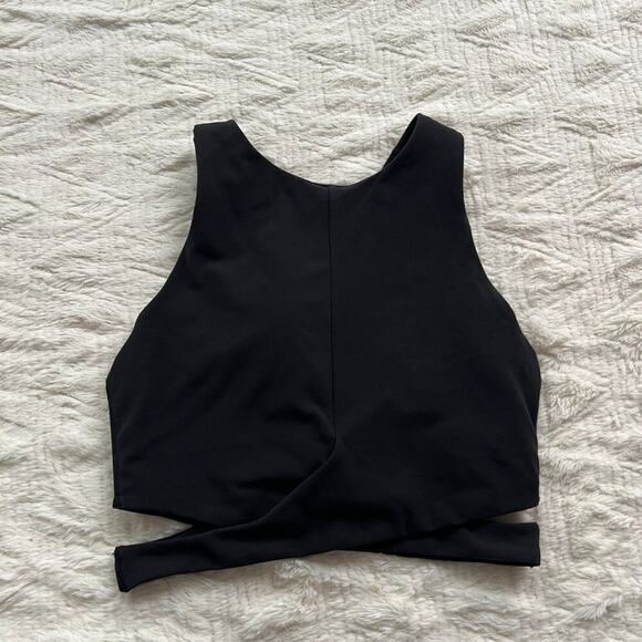 Athleta Conscious Crop Cut-Out Sports Bra Top in Black - Picture 2 of 4